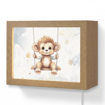 Wandlamp 20x15 cm - Oplaadbaar - Aap - Dier - Kinderen - Wandlampen binnen woonkamer - Slaapkamer lamp met kabel - Decoratieve nachtlamp - Vloerlamp snoer