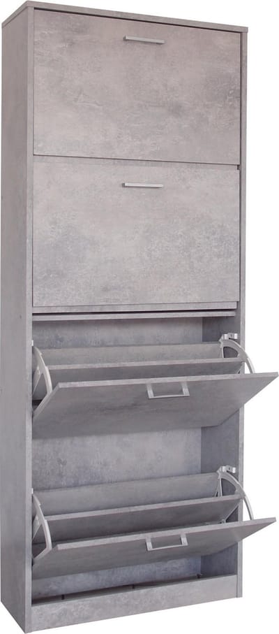 Schoenenkast Carini 4 laden - grijze eik - Rousseau - Outlet - Grijs - Spaanplaat - Outlet -