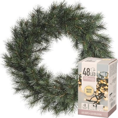 Decoris Kerstkrans - Malmo - D60 cm - incl. verlichting warm wit