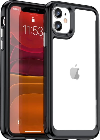 Helder acryl Harde achterkant Hoesje - Zachte TPU Bumper Hybride telefoonhoes Geschikt voor: Apple iPhone 11