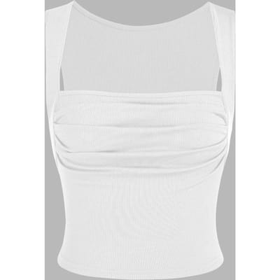 Gerimpelde Blouse met Vierkante Hals