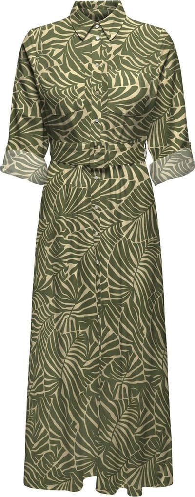 ONLY ONLCALLIE LINEN L/S MIDI DRESS PTM Dames Jurk - Maat XS