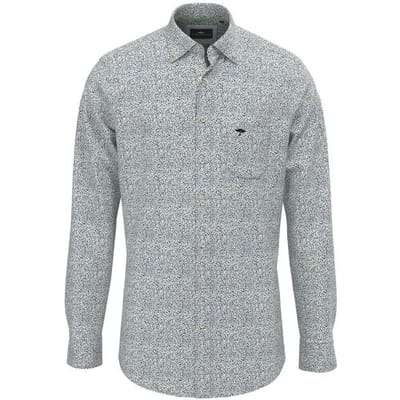 Fynch-Hatton Overhemd Minimal Flower Pattern Button-Down Turf Green / male