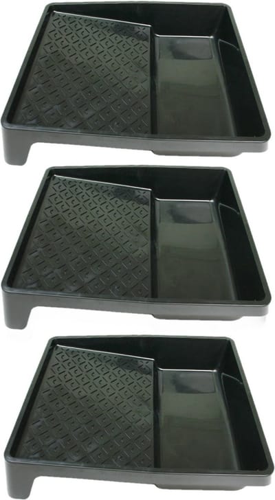 Veba Verfbak - 3x stuks - zwart - voor verfrollers/lakrollers tot 25 cm - verfspullen / schildersbenodigdheden
