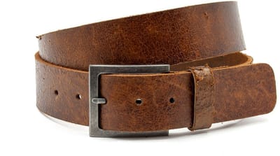 Dames riem brons met zwarte gesp - 4 cm breed - Leer - Jeans riem - Stoer - Maat 100
