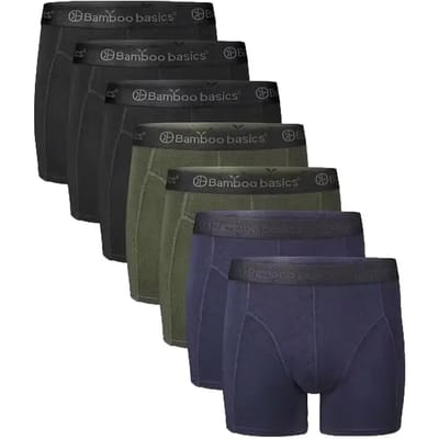 Bamboo Basics Heren Bamboe Boxershorts Rico (7-pack) - Navy, Army & Zwart - Ondergoed Heren - Boxershort Heren Lange pijp - Maat XXXL