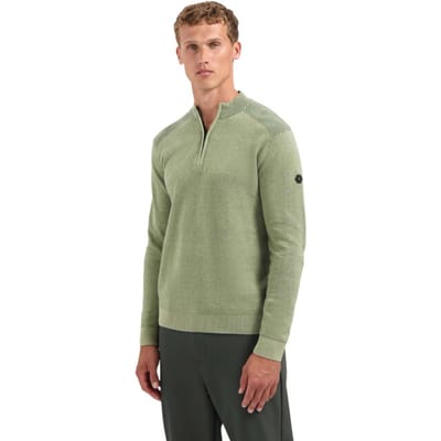 No Excess Pullover Half Zip Plated Structure Knit Light Moss Maat: M | Sweaters Outlet | Heren | Groen