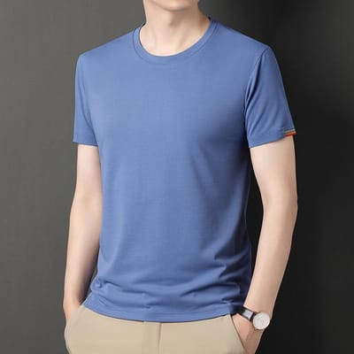 Heren Mode Merken Basis T-shirt Zomer Nieuw Ronde Hals Effen Kleur Halve Mouw T-shirt XL