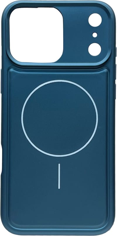 Casemania Hoesje Geschikt voor Apple iPhone 17 Pro Max - Metallic Blauw - Matte Siliconen Back Cover - Geschikt voor MagSafe