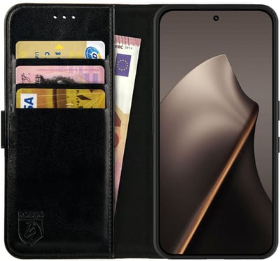 Rosso Element Geschikt voor Xiaomi 15T | Wallet Book Case | Portemonnee Hoesje | 3 Pasjes | Magneetsluiting | Stand Functie | Zwart