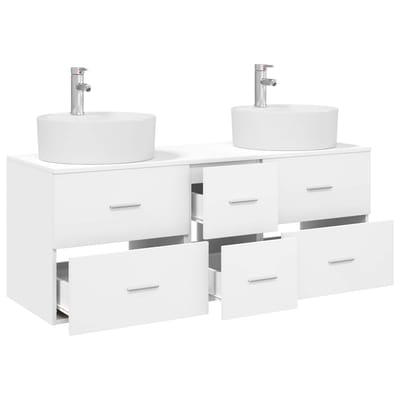 vidaXL - Badkamermeubel - Set - 3 - st - Wit - 129 - x - 44,5 - x - 80 - cm - Bewerkt - hout