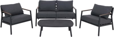 Aluminium tuinset MCW-P79, loungeset zitgroep bank tuinlounge, stof/textiel olefine 210 g/m² ~ donkergrijs