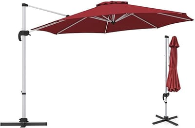 KOMFOTTEU Parasol 325 cm - zweefparasol - draaibaar - kantelbaar - aluminium stang - tuinparasol - voor tuinen en balkons