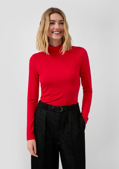 Slim Fit Jersey T-shirt met Hoge Hals voor Vrouwen s.Oliver