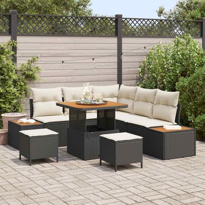 vidaXL - Tuinbank - Set - 8 - st - 7-Aantal - zitplaatsen - Zwart - en - Crème
