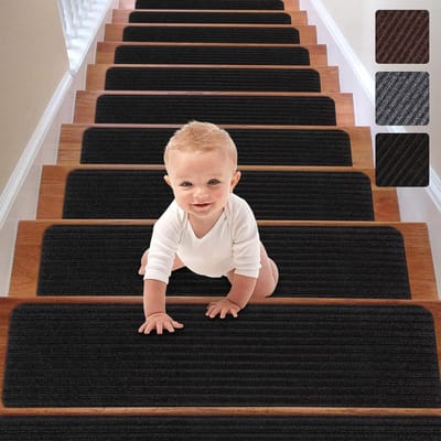 15x Antislip Trapmatten Zwart voor Houten Trappen - Veiligheid Binnenshuis voor Kinderen en Huisdieren