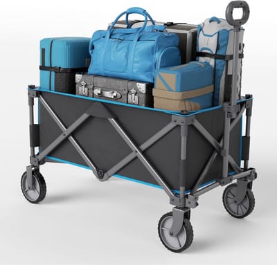 VIN® Bolderkar Opvouwbaar Luchtbanden – Bolderwagen Voor Alle Terreinen – Boodschappenwagen Met 100Kg Belastbaarheid – Strandkar Met Verstelbare Handgreep – Tuinkar – 80 x 40 x 30 cm