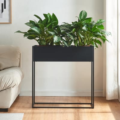 Plantenstandaard Joensuu 80x80x25 cm staal zwart [en.casa]