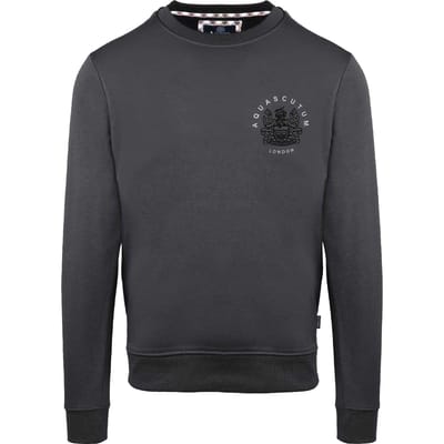 Aquascutum Heren Sweatshirt met lange mouwen en ronde hals (Antraciet)
