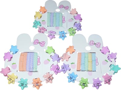 Cadeau verpakking voor de kleine - 10 mini klemmetjes sterretjes + 5 elastieken