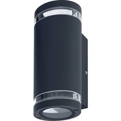 OSRAM buitenwandlamp Up/Down GU10 met afschermring, aluminium behuizing in donkergrijs, IP44 bescherming & IK03, wandlamp voor gevels en entrees
