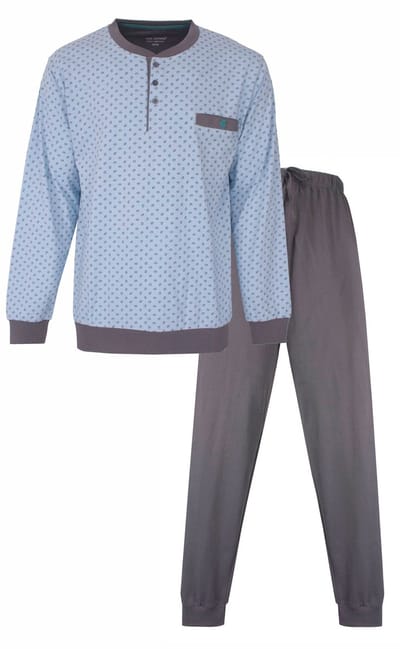 Paul Hopkins Heren Pyjama - Met Boorden - Licht Blauw - Maat M