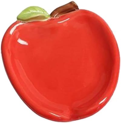 Appel Zeepbakje Keramiek Zeepkisthouder - Afvoerzeep Decoratief - 1 stuk(rood)