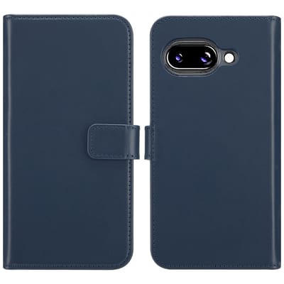Selencia Hoesje - Geschikt voor Google Pixel 9a - Echt Lederen Bookcase - Blauw