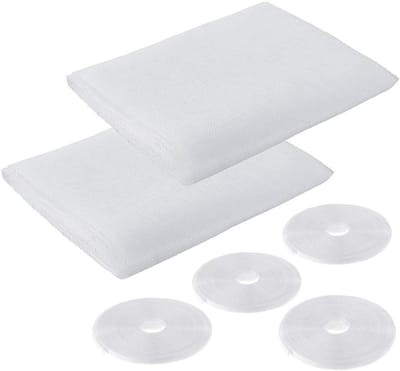 Insectenscherm voor ramen, 2 pakketten met zelfklevende tape, vliegen- en muggenbescherming, 1.5 m x 1.3 m, wit, ideaal voor huis en tuin
