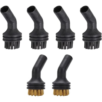 Lot de 6 Têtes de Brosse pour Nettoyeur Vapeur Laiton Poils en Nylon Fixations avec Boîte de Rangement pour Machine à Vapeur Portative Carrelage gray