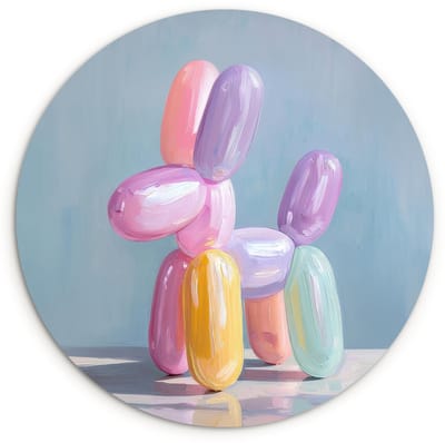 WallCircle® Wandcirkel 120x120 cm - Muurcirkel Dier - Ballon - Pasteltinten - Glanzend - Muurdecoratie woonkamer - Wanddecoratie slaapkamer - Kamer decoratie accessoires - Ronde schilderijen XXL