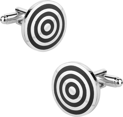 Fako Bijoux - Manchetknopen - Rond - Target - Zwart - 20mm - Zilverkleurig