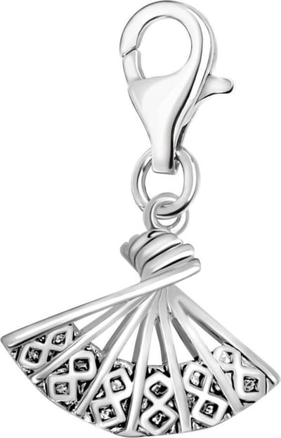 Quiges – 925 - Zilver – Charm - Bedel - Hanger - 3D Waaier - met – sterling - zilver - karabijnslot - geschikt - voor -Bedelarmband HC071