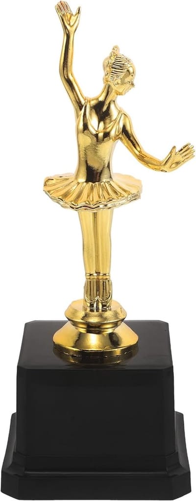 Gouden Dans Trofee - Winnaars Prijs - Danswedstrijd Evenement - Lichtgewicht Plastic Materiaal - 24cm Hoog - Goudkleurig
