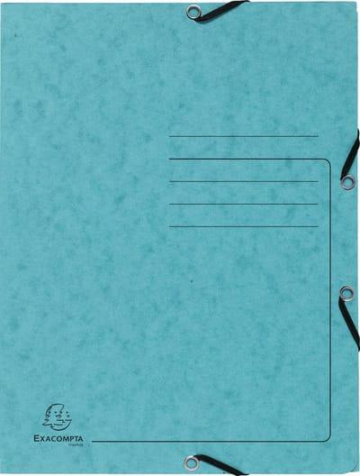 Exacompta 25x Bedrukte Elastomappen met klep - glanskarton 355g/m2 - A4 - Turkoois - 55422E