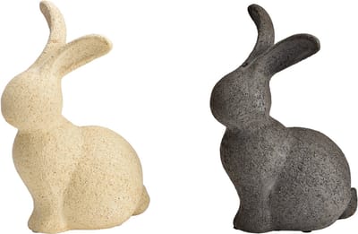Keramische konijnen – Beige & Zwart | 2-delige set | 15 × 21 × 10 cm
