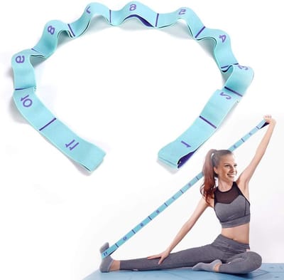 Verstelbare Yoga Oefenriem met 11 Ringen en Elastische Weerstandsband voor Training en Fitness Verbetering