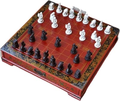 Schaakset Bord - Terracotta Krijgers - Intellectuele Ontwikkeling - Chinese Stijl - 43.5 cm - Bruin
