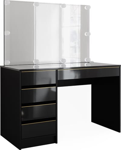 Vicco Sherry Kaptafel set – 120 cm met LED-verlichting Zwart/goud