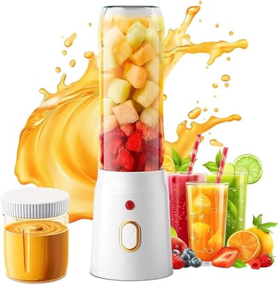 Jurrys smoothie mixer - Blender - Fruitpers - Keukenmixer - Draadloos - Draagbaar - Elektrische - Usb - Compact - Kunststof - Wit