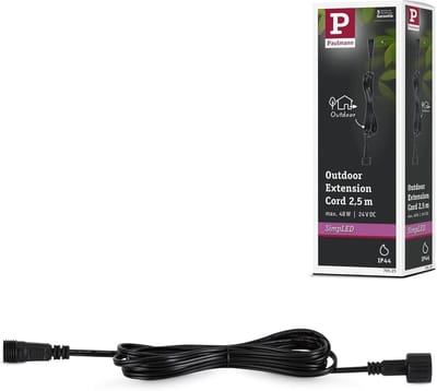 Paulmann 70525 SimpLED Accessoire LED-stripverlengkabel voor buitengebruik IP44 2,5 m DC 24V Zwart Kunststof