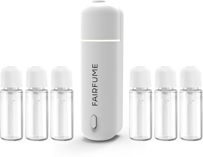 Fairfume® Car Capsule – Premium Aroma Diffuser voor Heren – Automatisch – Inclusief 6 Luxe Navullingen Geïnspireerd op Designer Parfum – Auto Luchtverfrisser – Stijlvol Cadeau – Wit – Luxe Autoaccessoires