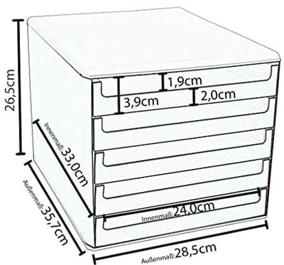 Ladenbox met 5 laden in antraciet en berry-violet voor A4 papier