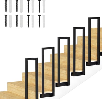 U-vorm Zijdelingse montage Leuning 75cm Ijzer Leuning Buiten & Binnen Trap Leuning Trap Balkon Balustrade Zwart