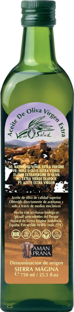 Amanprana Verde salud extra vierge olijfolie bio 750 Milliliter
