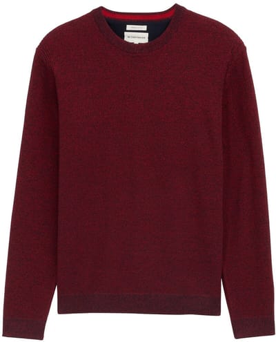 Tom Tailor - Gebreide trui van katoen - Maat XXL - samba red navy twotone