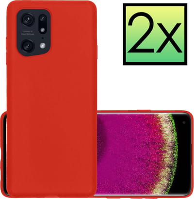 Hoesje - 2 Stuks - Geschikt voor OPPO Find X5 - Sterk & Shockproof - Case Siliconen - Back Cover - Telefoon Hoes - Rood