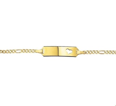 The Kids Jewelry Collection 9 Krt. Graveerarmband Hart Plaat 5,0 mm 11 - 13 cm - 9 Karaats Geel