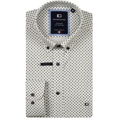 Giordano Overhemd Brando Soft Twill Small Geometric Pattern Groen / male