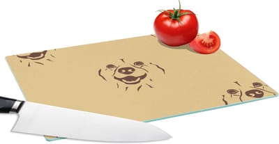 Glazen Snijplank - 28x20 - Hond - Vintage - Patroon - Jongens - Snijplanken Glas